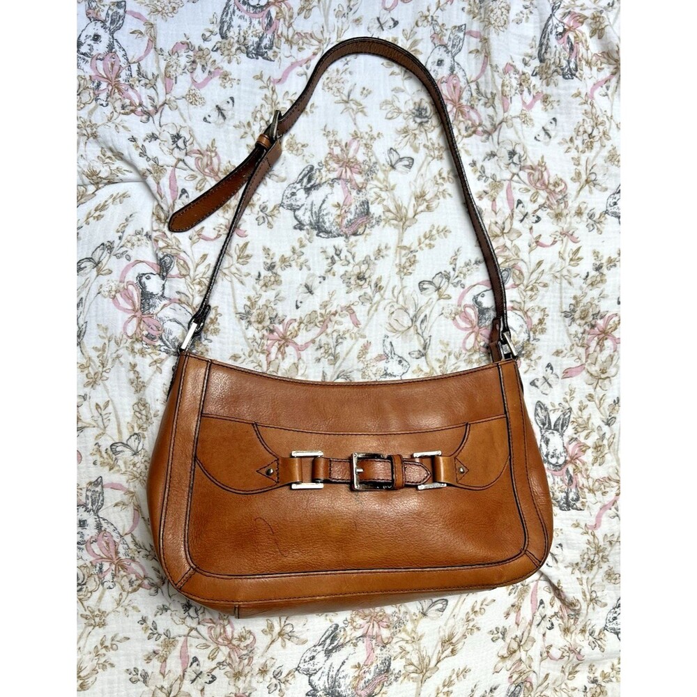 Etienne Aigner Vintage Brown Leather Shoulder Handbag Buckle Equestrian Accents
